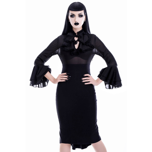 KILLSTAR Glamour Ghoul Bleistift Kleid mit halbtransparentem Oberteil XS