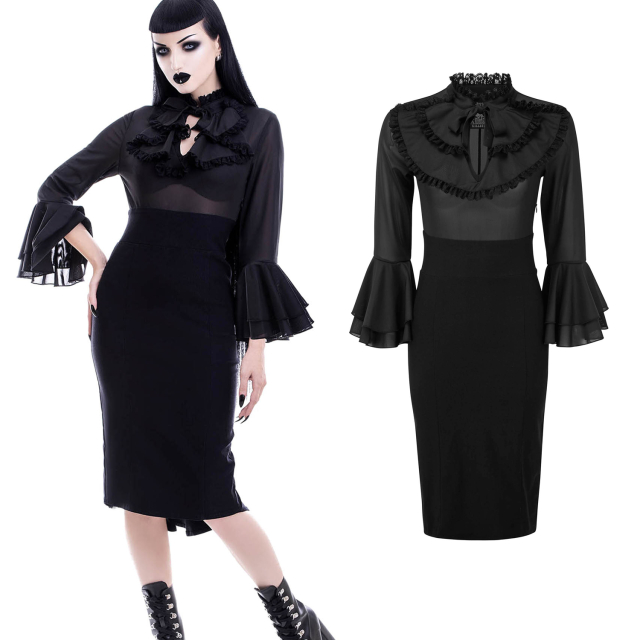KILLSTAR Glamour Ghoul Pencil Dress Damen Gothic Bleistift Kleid