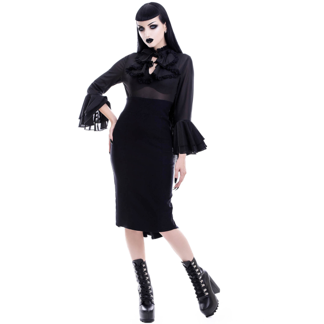 KILLSTAR Glamour Ghoul Bleistift Kleid mit halbtransparentem Oberteil XL