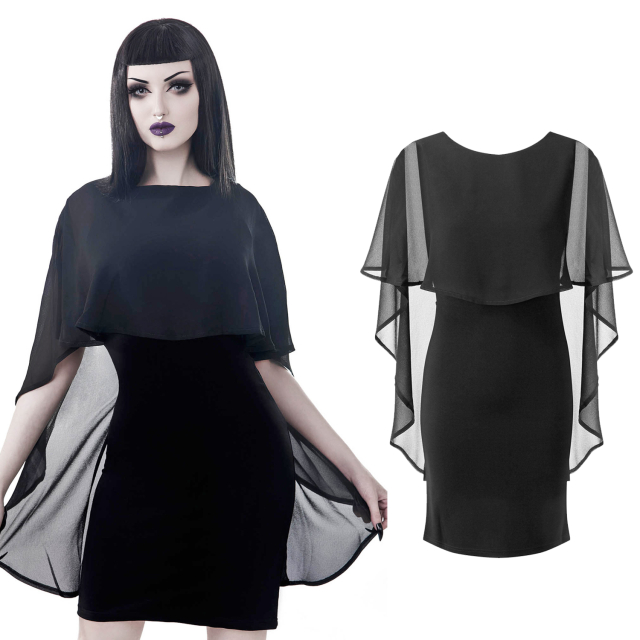 Killstar Lenox Cape Dress Rückenfreies Gothic Kleid