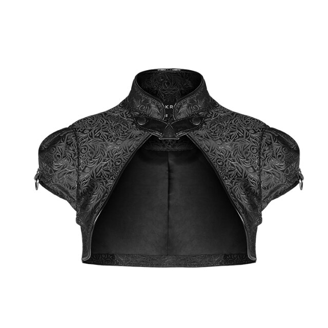 Short sleeve bolero Dujour in uni-black or black-red plain black