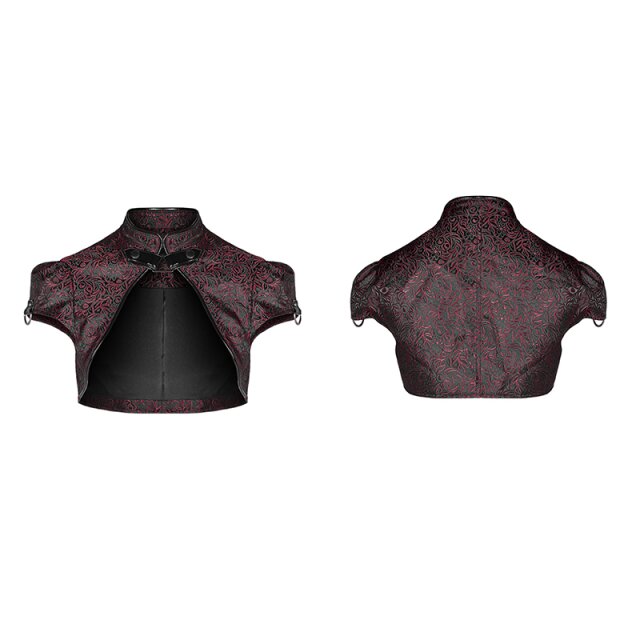 Short sleeve bolero Dujour in uni-black or black-red plain black
