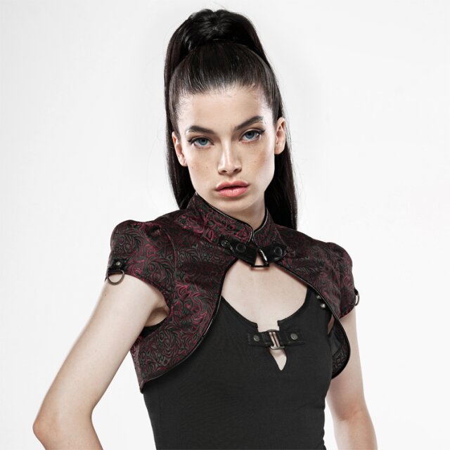 Kurzarm-Bolero Dujour in uni-schwarz oder schwarz-rot schwarz-rot XS