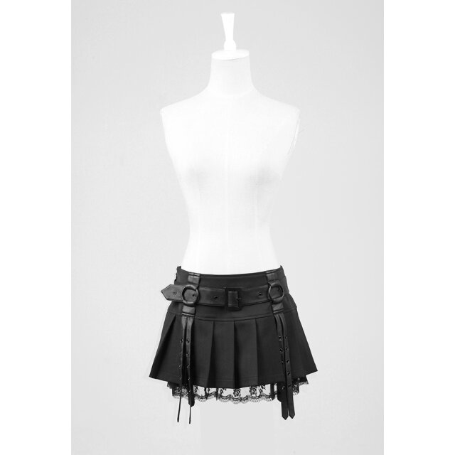 PUNK RAVE Ultra-Mini Skirt Motte with pleats
