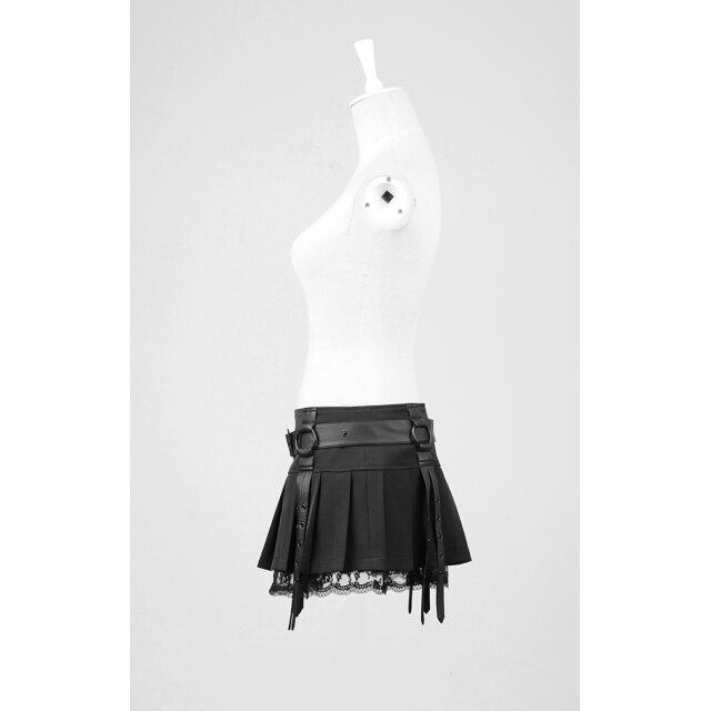 PUNK RAVE Ultra-Mini Skirt Motte with pleats