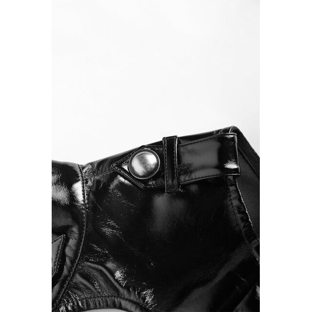 PUNK RAVE asymmetrically buttoned vinyl / wetlook wrap dress Mrs Weapon
