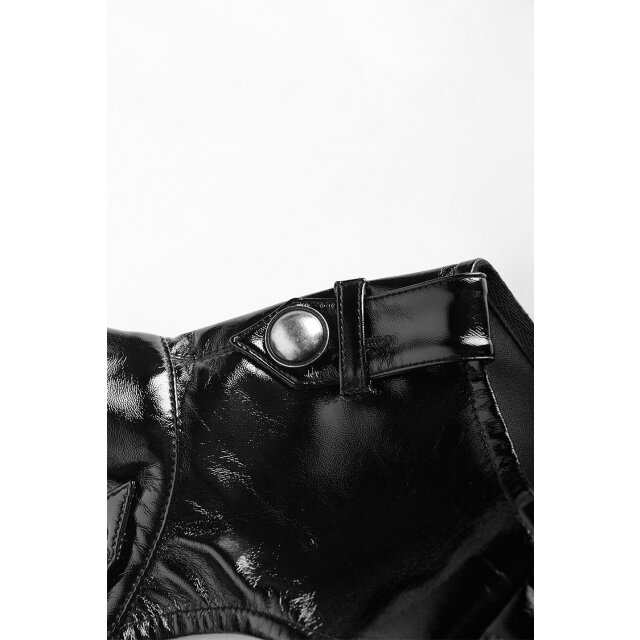 PUNK RAVE asymmetrisch geknöpftes Lack- /Wetlook-Wickelkleid Mrs Weapon 3XL