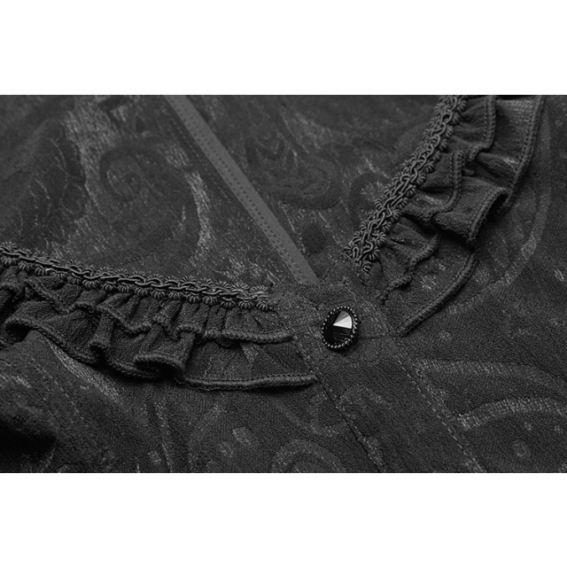 Viktorianische Kurzarm-Bluse Celestia mit steifem Stehkragen 4XL