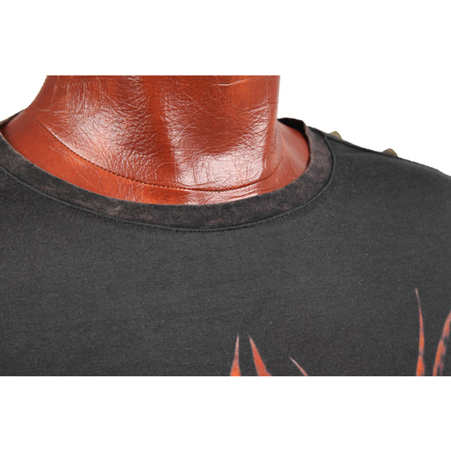 T-Shirt mit Totenkopf-Print und D-Ringen - Größe: 3XL