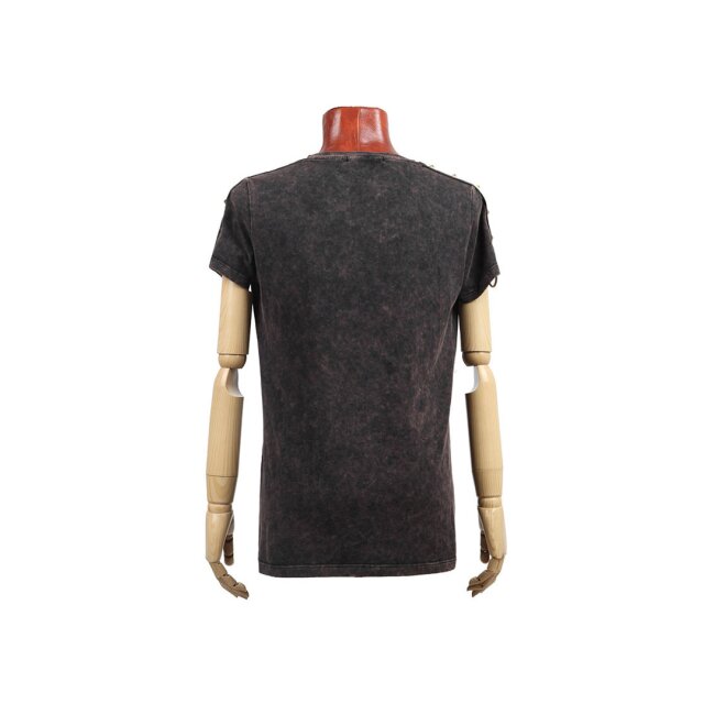T-Shirt mit Totenkopf-Print und D-Ringen - Größe: 3XL