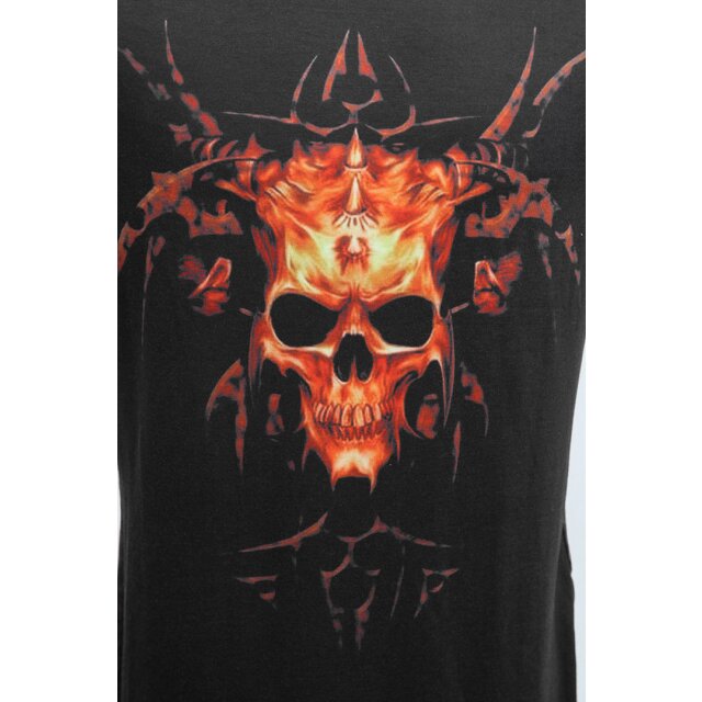 T-Shirt mit Totenkopf-Print und D-Ringen - Größe: 3XL
