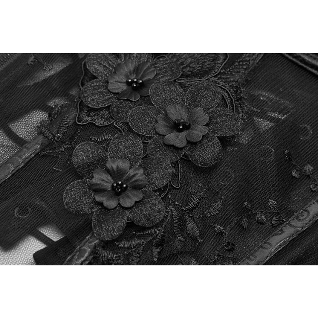 Halbtransparente Überbrust-Korsage Nocturna mit 3D-Blütenverzierung