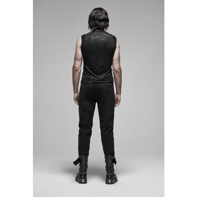 Mens gothic stretch pants Slayer with studs, straps and buckles