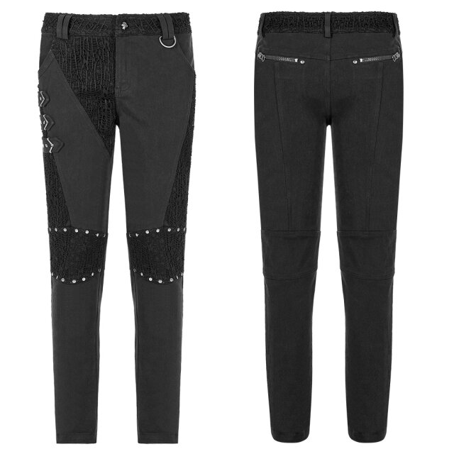 Mens gothic stretch pants Slayer with studs, straps and buckles