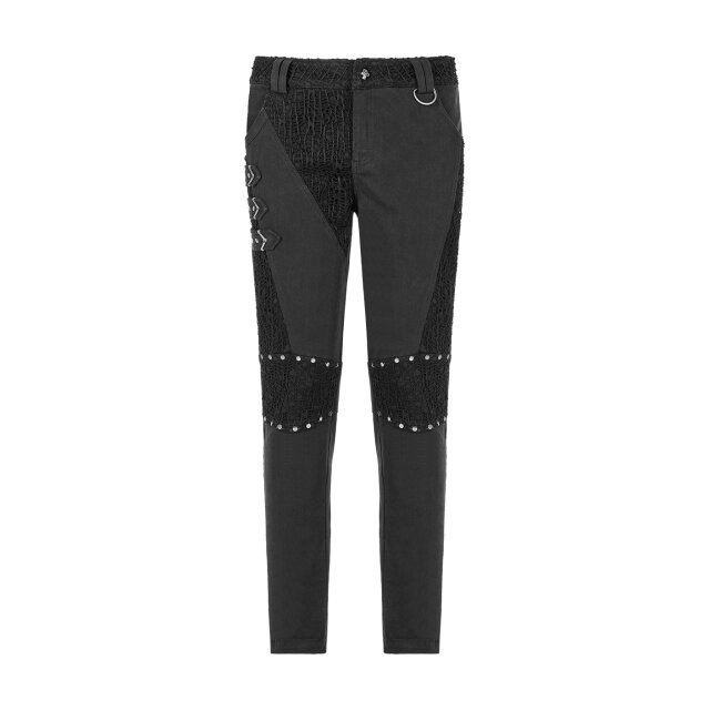 Mens gothic stretch pants Slayer with studs, straps and buckles