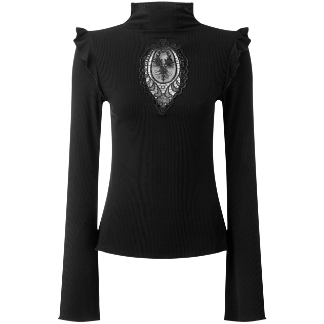 KILLSTAR Antonia long sleeve top with semi-transparent lace cut out