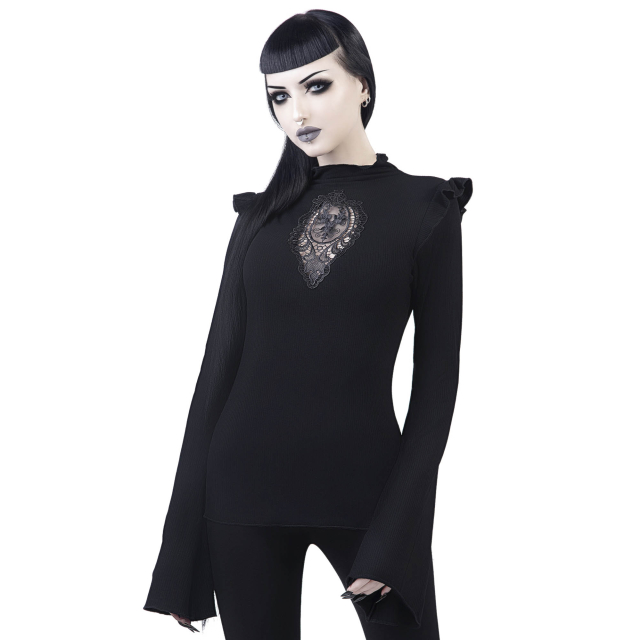 KILLSTAR Antonia long sleeve top with semi-transparent lace cut out