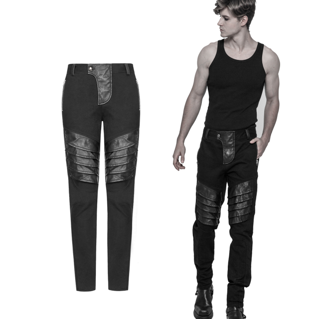 PUNK RAVE pants K-337 in the look of a armour with leather look appliqués