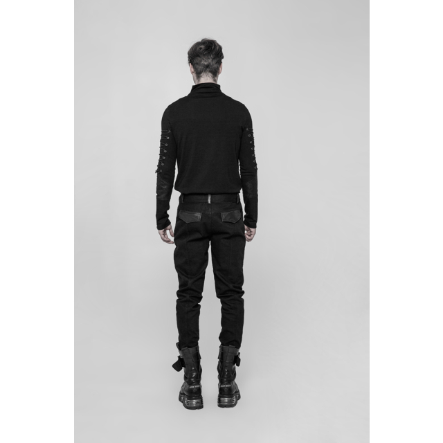 Mens Gothic trousers Kollaborateur with leatherette details