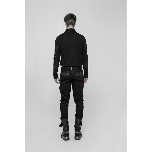 Mens Gothic trousers Kollaborateur with leatherette details