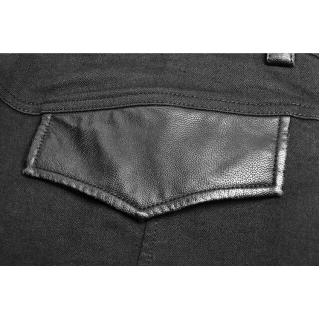 Mens Gothic trousers Kollaborateur with leatherette details