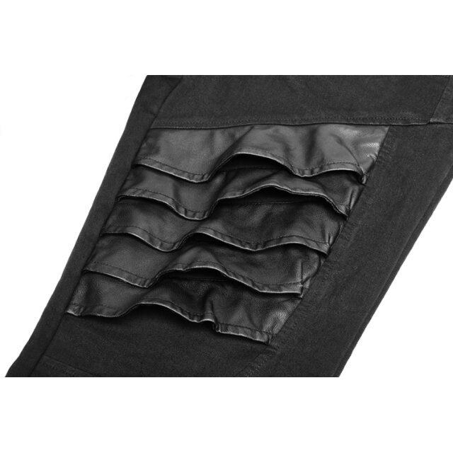 Mens Gothic trousers Kollaborateur with leatherette details