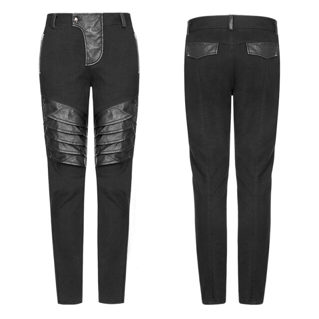Mens Gothic trousers Kollaborateur with leatherette details