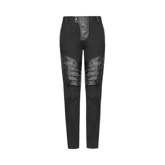 Mens Gothic trousers Kollaborateur with leatherette details