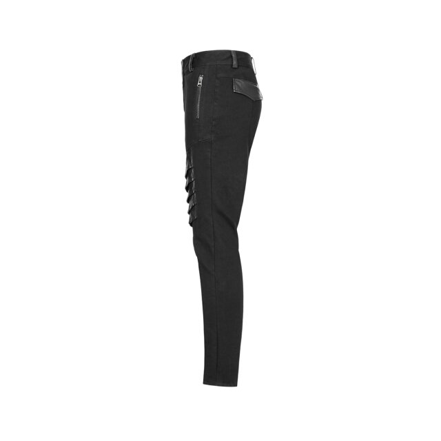 Mens Gothic trousers Kollaborateur with leatherette details