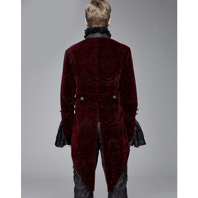 Victorian mens velvet tailcoat Maestro in red or black