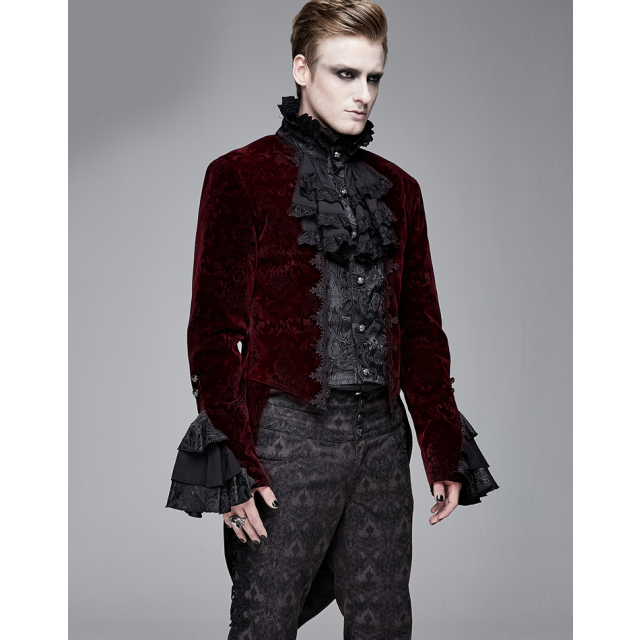 Victorian mens velvet tailcoat Maestro in red or black red-black