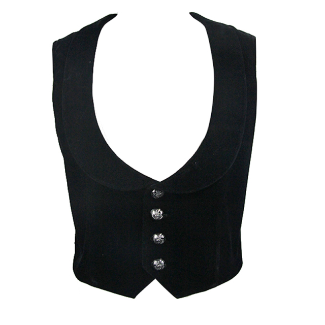 Short Victorian vest Gambler in black velvet or brocade velvet S