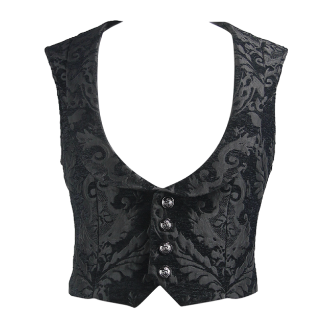 Devil Fashion Herren Gothic Oberteile kurze viktorianische Weste aus Samt oder Brokat WT031 & WT032