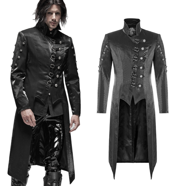 PUNK RAVE Gothic coat WY-1186BK with shiny cyber charm