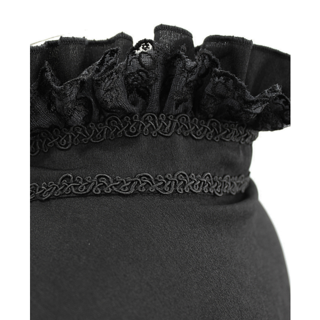 Black gothic ruched shirt Ménestrel with embroidery