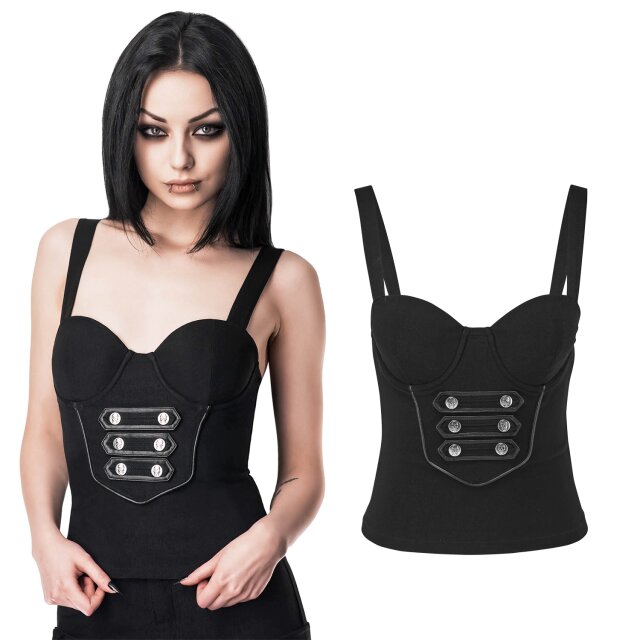 KILLSTAR Commander Top Black Ladies Uniform gothic straps top