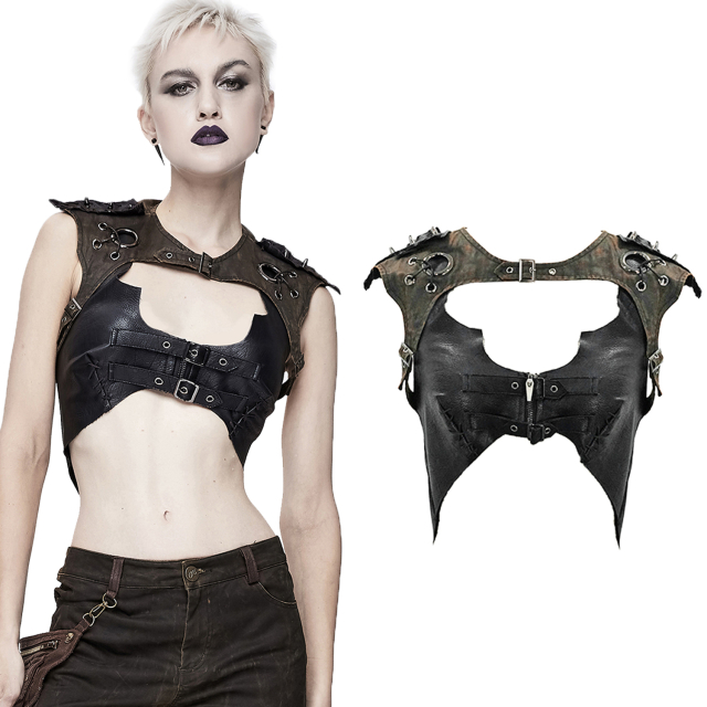 End Time Crop-Top made of synthetic leather by Devil...