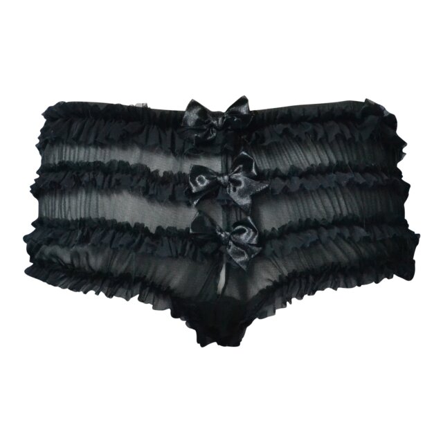 Naughty Janette frill panty in plain black or black-pink pink-black
