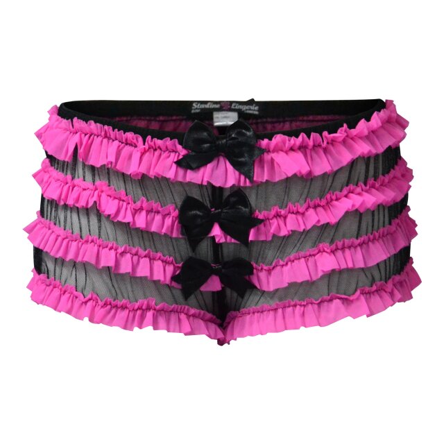 Naughty Janette frill panty in plain black or black-pink pink-black
