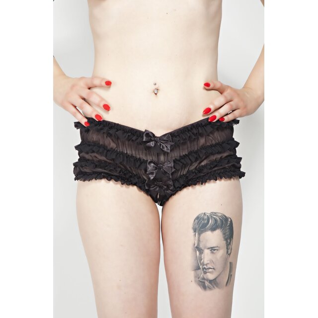 Naughty Janette frill panty in plain black or black-pink pink-black
