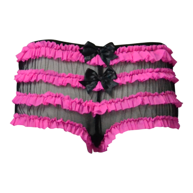 Naughty Janette frill panty in plain black or black-pink pink-black