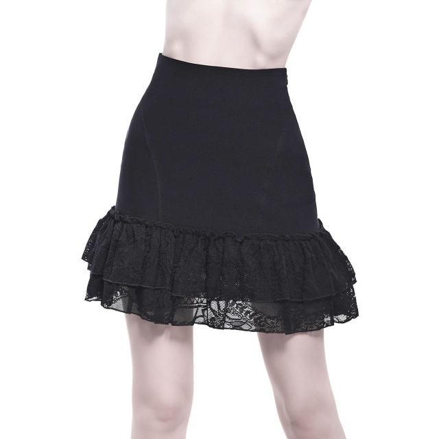Killstar Adoria Bustle Skirt Minirock mit Spitzenvolant S