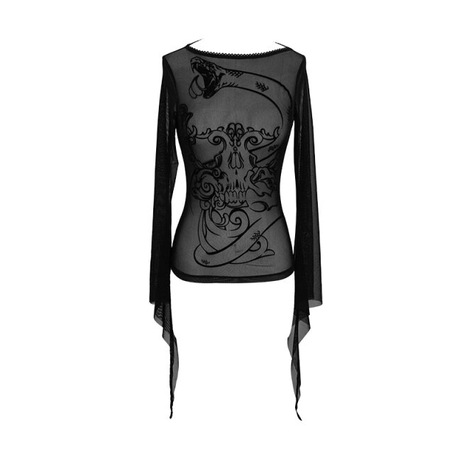 Transparent long sleeve mesh shirt Sugarskull