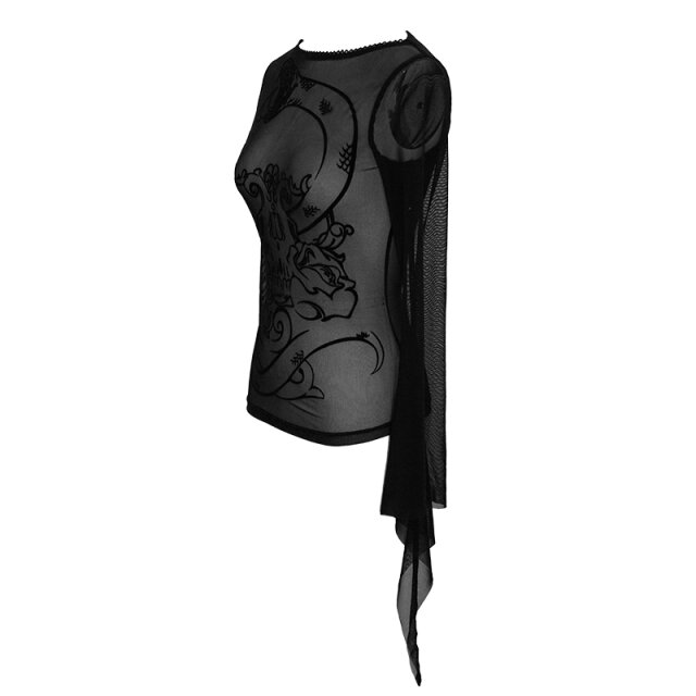 Transparent long sleeve mesh shirt Sugarskull