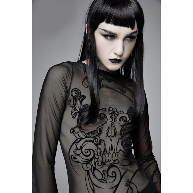 Transparent long sleeve mesh shirt Sugarskull
