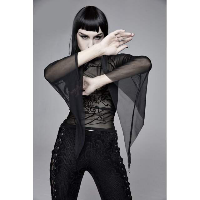 Transparent long sleeve mesh shirt Sugarskull