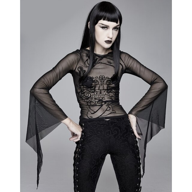 Transparent long sleeve mesh shirt Sugarskull