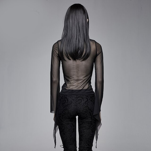Transparent long sleeve mesh shirt Sugarskull