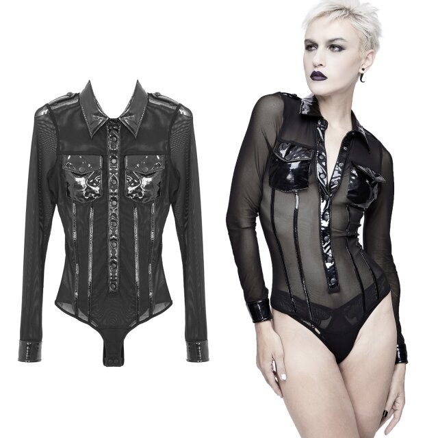 Devil Fashion Stringbody TT128 aus feinem Mesh mit Lack-Details