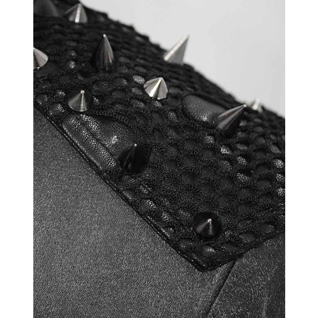 Punk zip-off jacket Dezibel with net details and spiked rivets